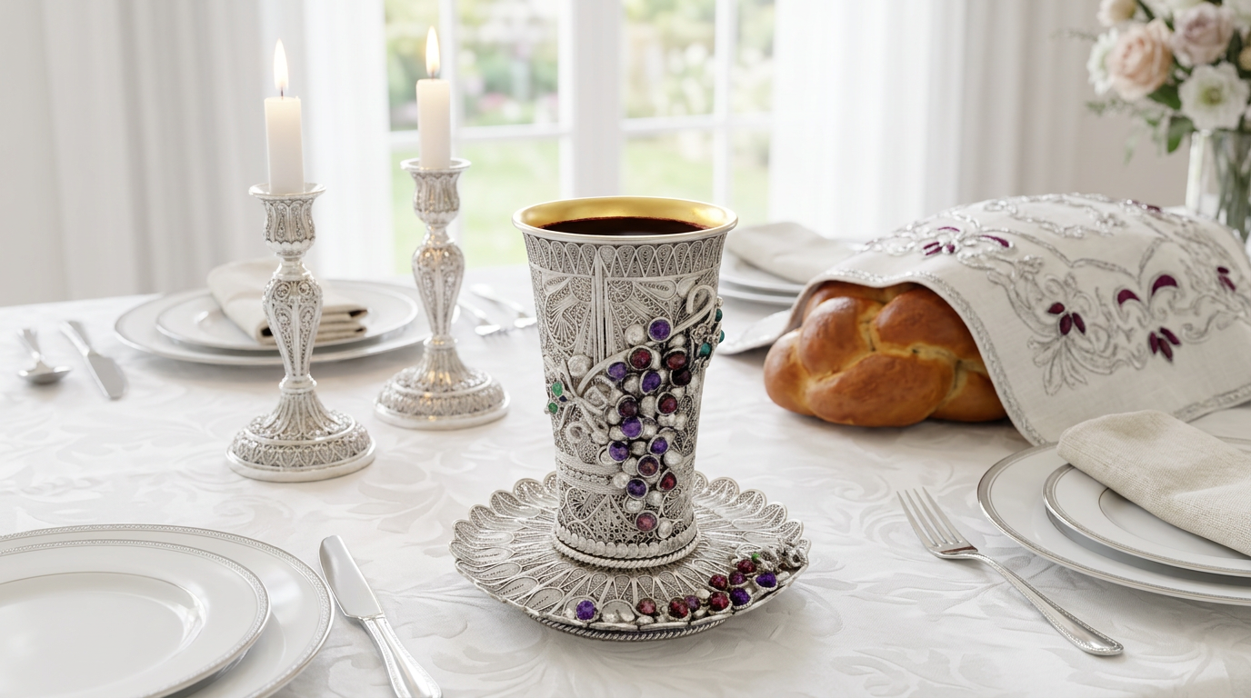 Luxury Kiddush Sets in 925 Sterling Silver