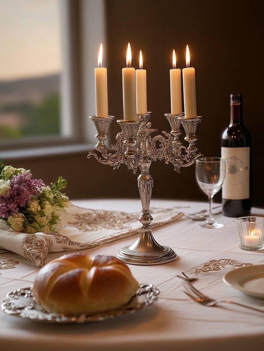 Jewish holiday table with wine
