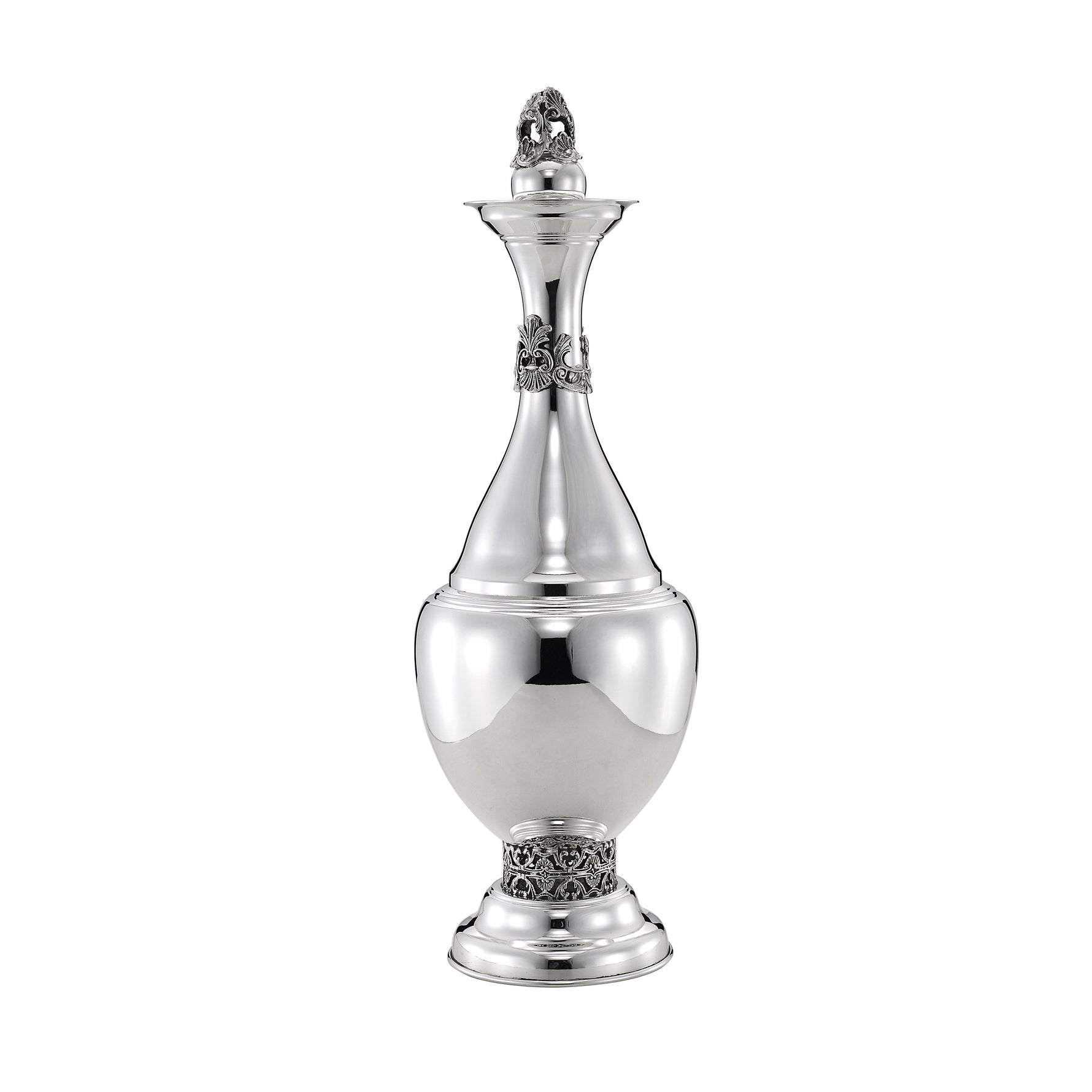 Elegant silver decorative vase with lid
