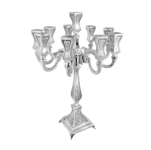 Ten arm sterling silver candelabra