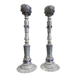 Amethyst Inlaid Silver Candlesticks