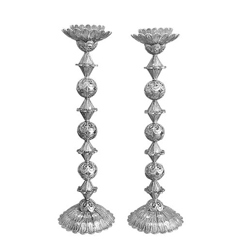 Sculpted Spherical Silver Candlesticks