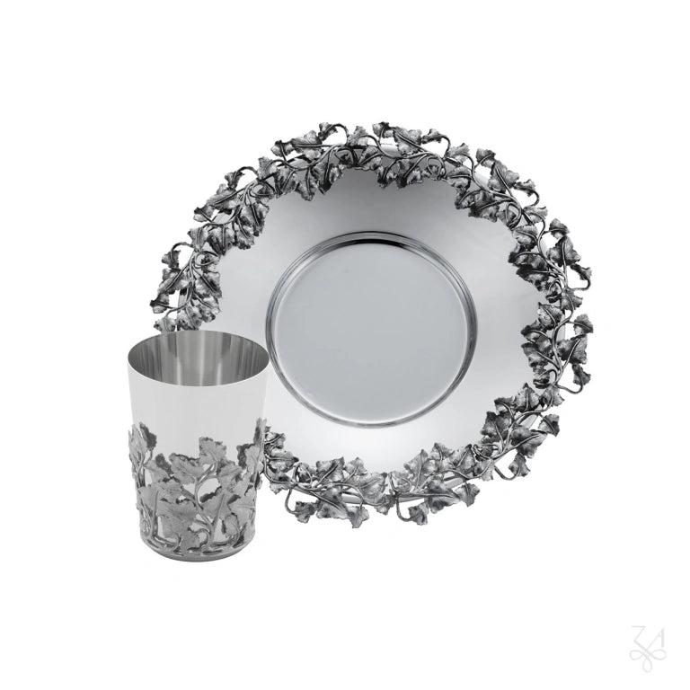 Silver Cup with Floral Tray