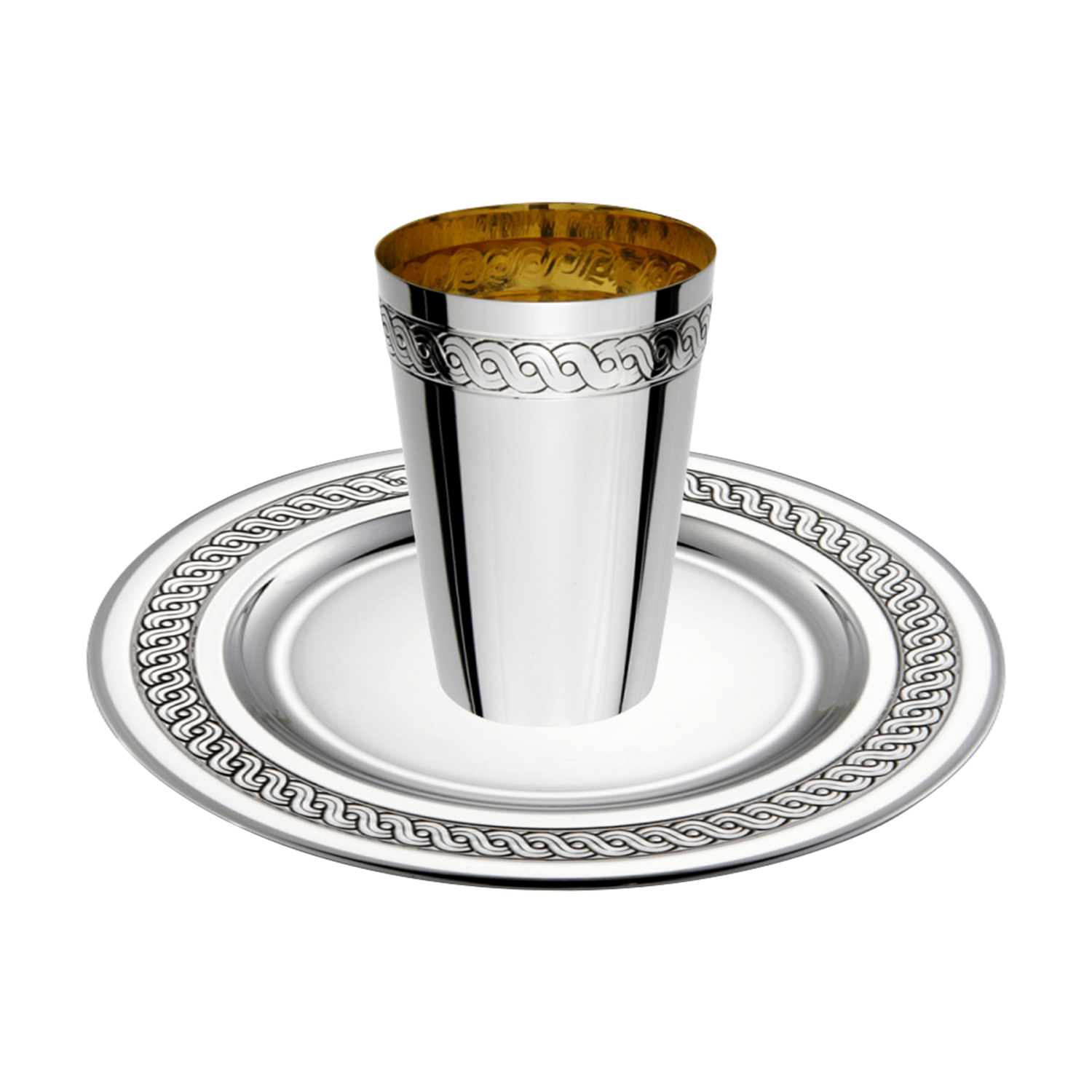 Sterling Silver Treccia Kiddush Cup with Gold Inside