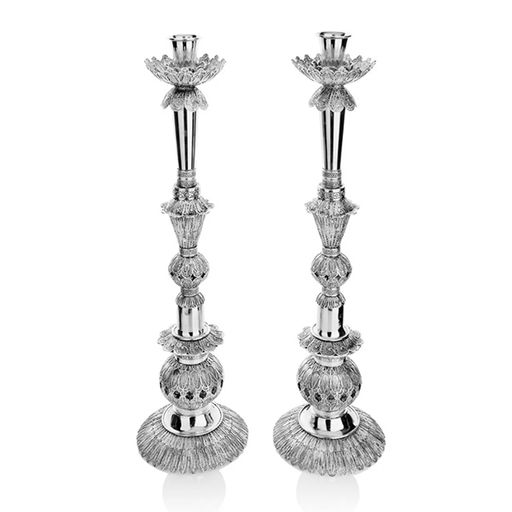 London Sterling Silver Spherical Candlesticks