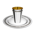 Silver kiddush cup with tray