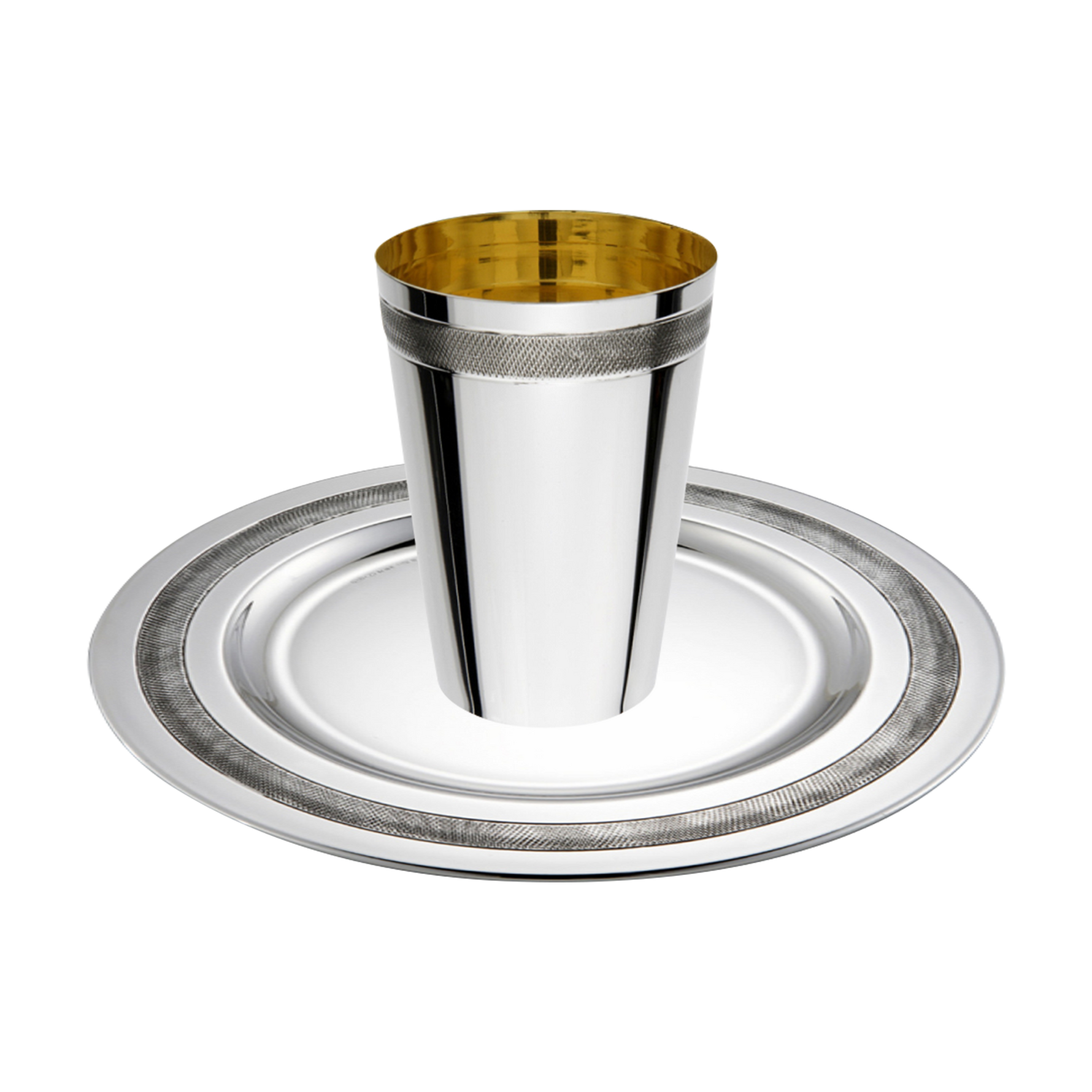 Silver kiddush cup with tray