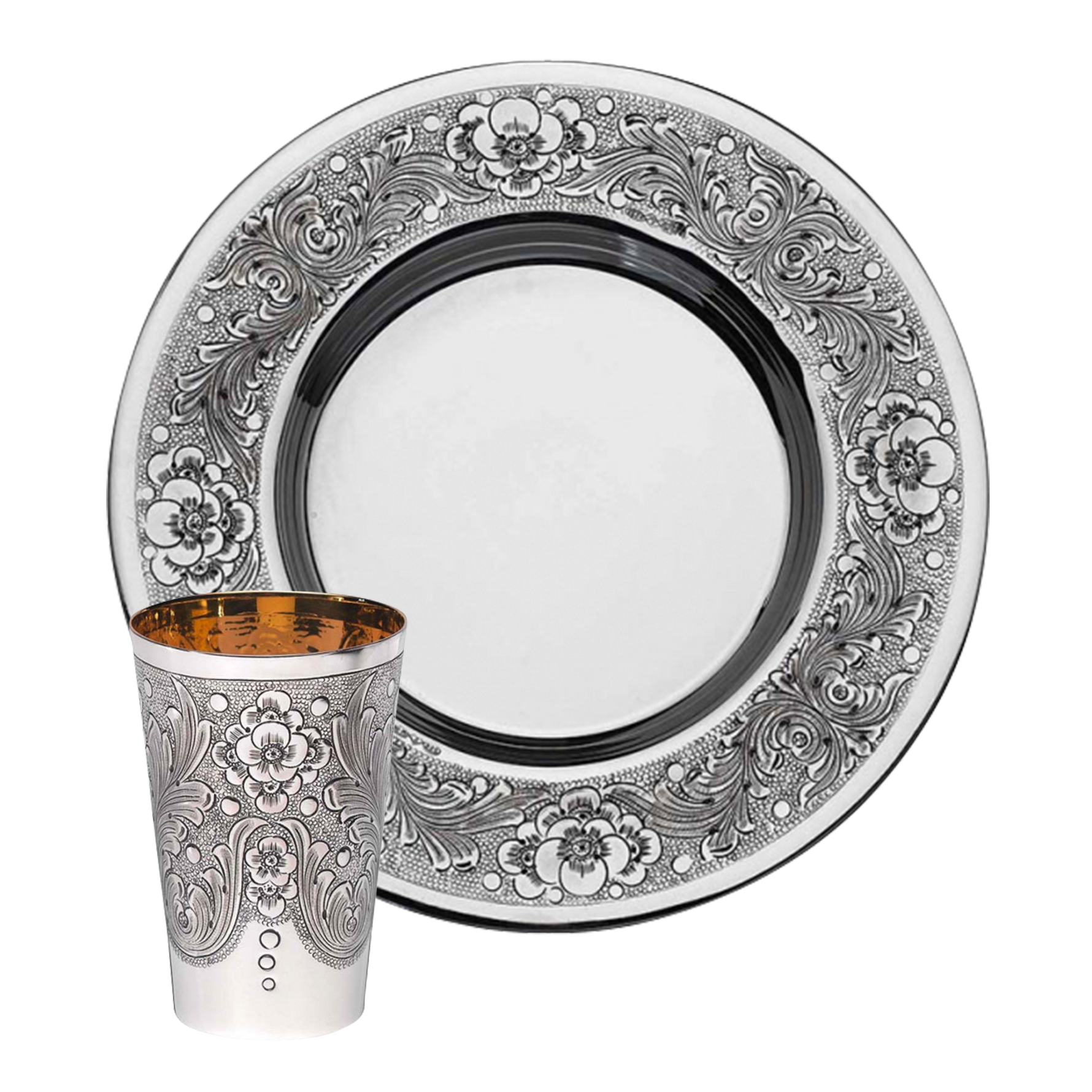 Vintage silver plate and cup set