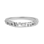 Silver ring with diamond on white background
