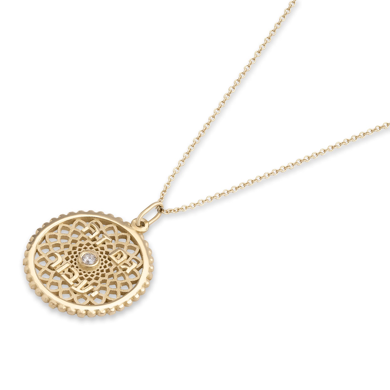 Gold filigree pendant necklace