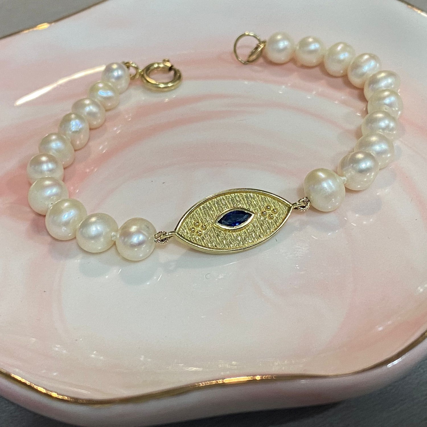 Guardian Spirit – 14K Gold Blue Sapphire Charm Bracelet