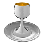 White goblet on silver tray