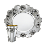Silver floral cup and plate set