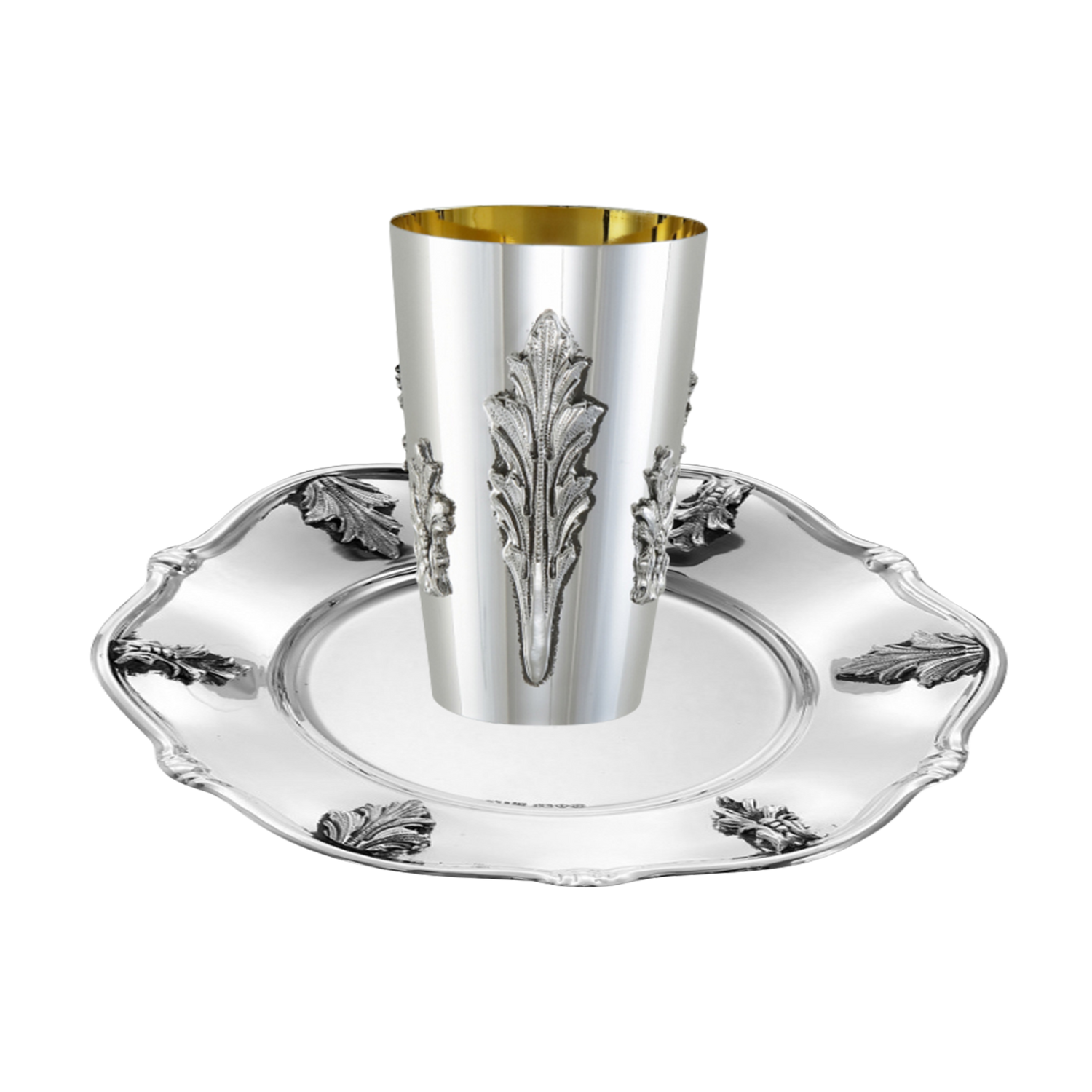 Sterling Silver Acanthus Leaves Kiddush Plate