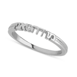 Silver Hebrew ring with diamond on white background