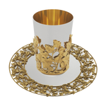 Gold floral kiddush cup set