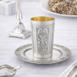 Traditional silver cup and plate