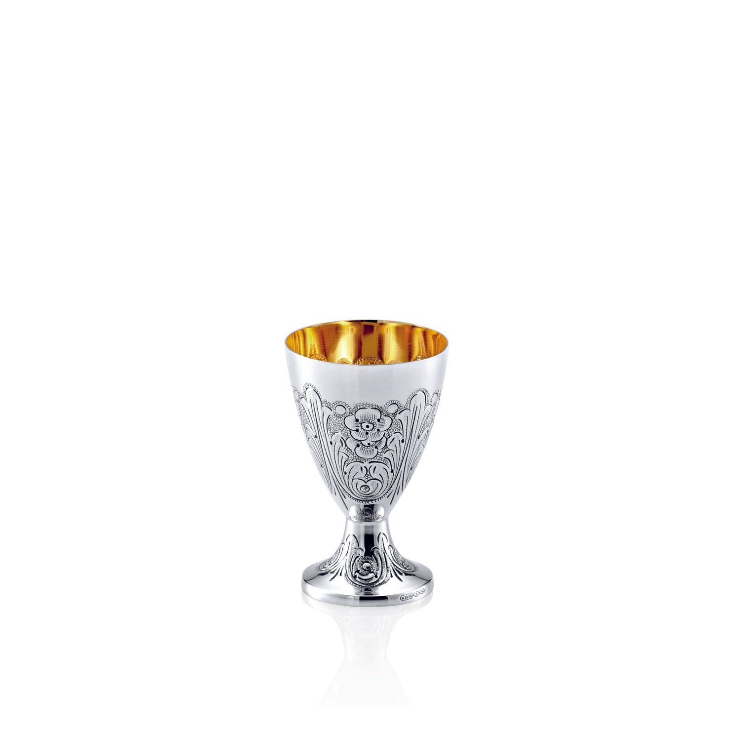 Poppy Chased Sterling Silver Liquor Cup