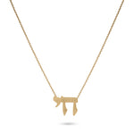 Gold Chai pendant necklace.