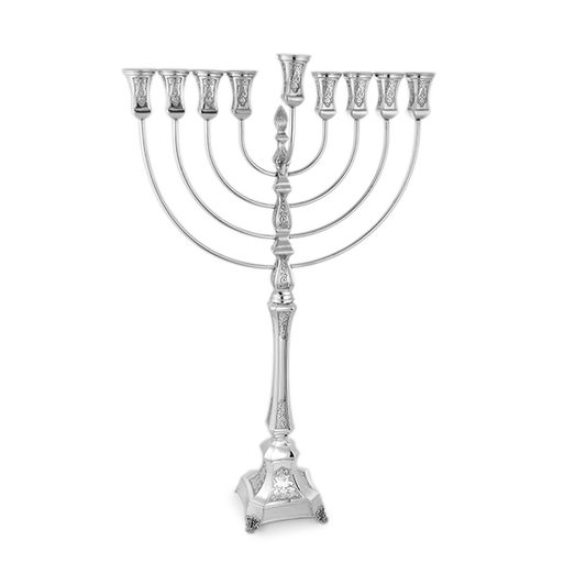 Itamar 925 Sterling Silver Menorah- Elegant Slim Lines, Square Base