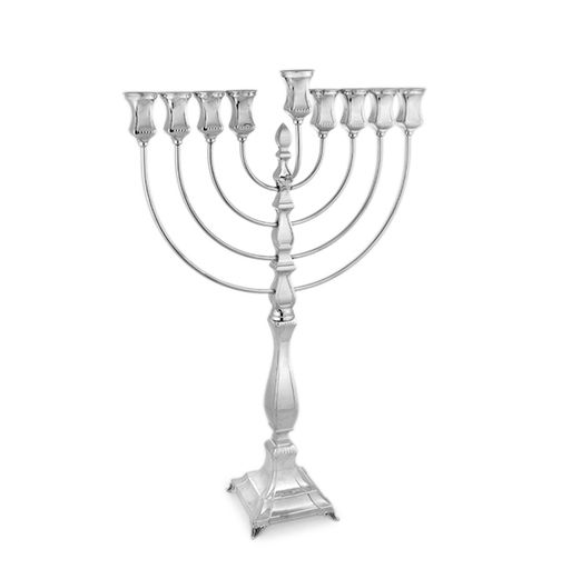 Yehuda 925 Sterling Silver Menorah- Heritage Design, Square Geometric Base