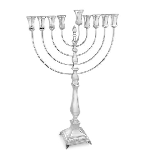 Shalev 925 Sterling Silver Menorah- Noble Simplicity, Flared-Rim Cups