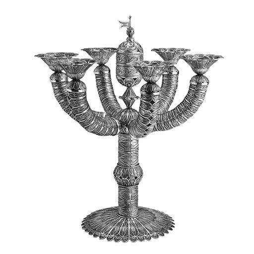 Geneva Sterling Silver Candelabra-5 Arms, Symmetrical Floral Design