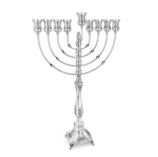 Rachel 925 Sterling Silver Menorah- Clean Lines, Geometric Legs