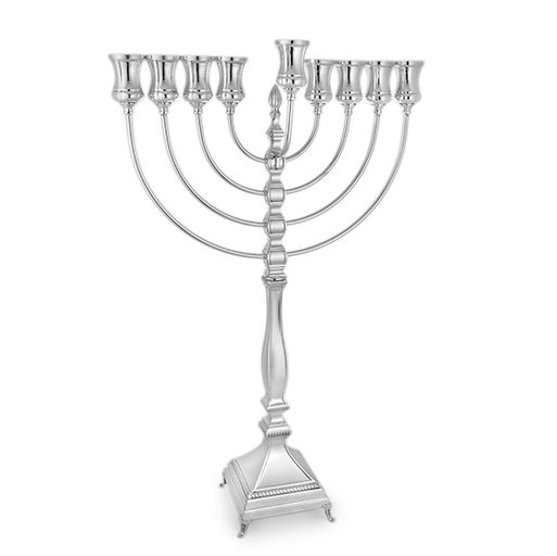 Raz 925 Sterling Silver Menorah- Precise Lines, Square Geometric Base