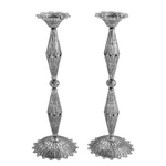 Tuscany Diamond Column Silver Candlesticks