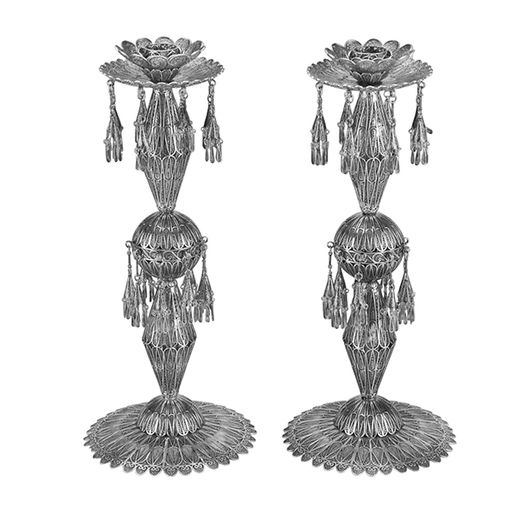 Marseille Silver Candlesticks with Tassels