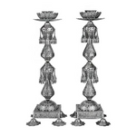 Sterling Silver Oriental Tassel Candlesticks