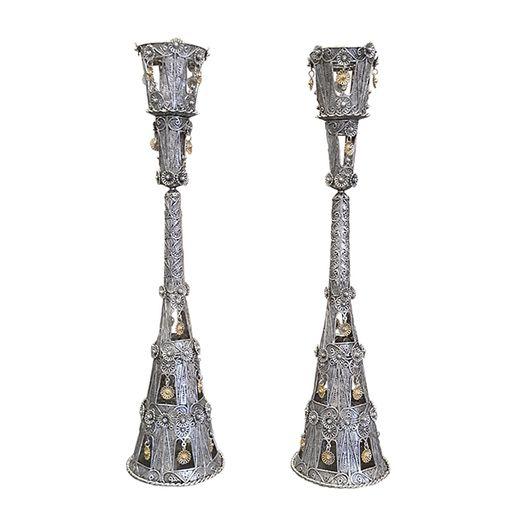 Sterling Silver Architectural Candlesticks