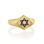 Gold ring with blue Star of David symbol