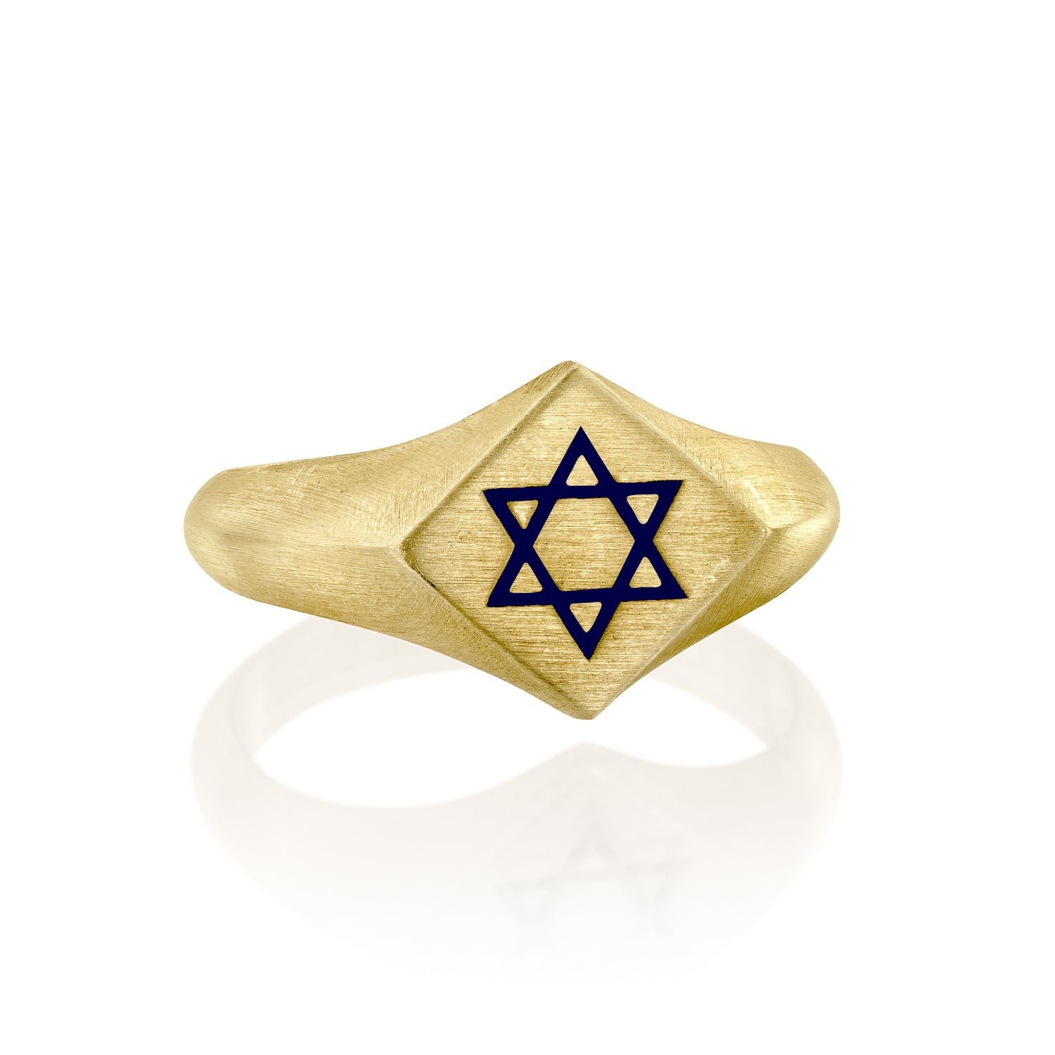 Gold ring with blue Star of David symbol