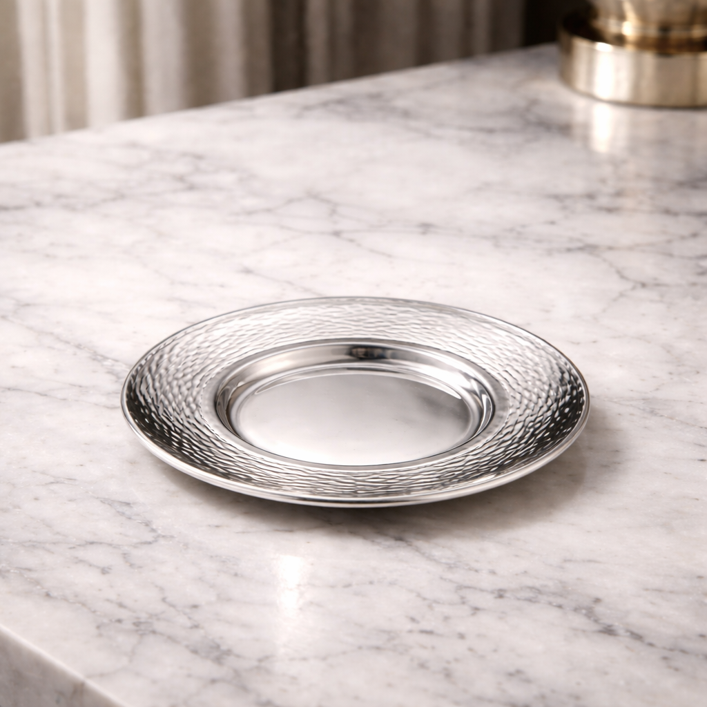 Sterling Silver Hammered Kiddush Plate