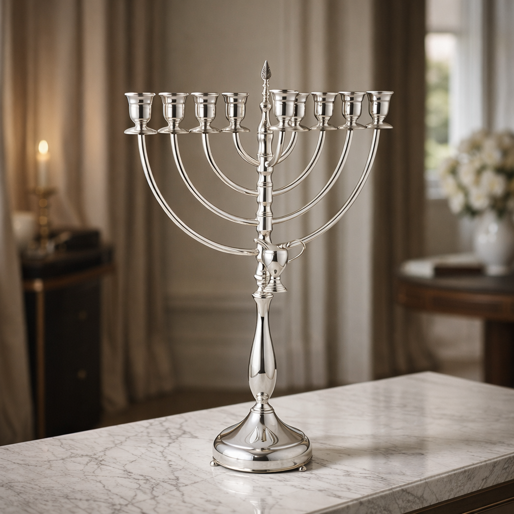 Elegant Hanukkah Menorah in 925 Silver