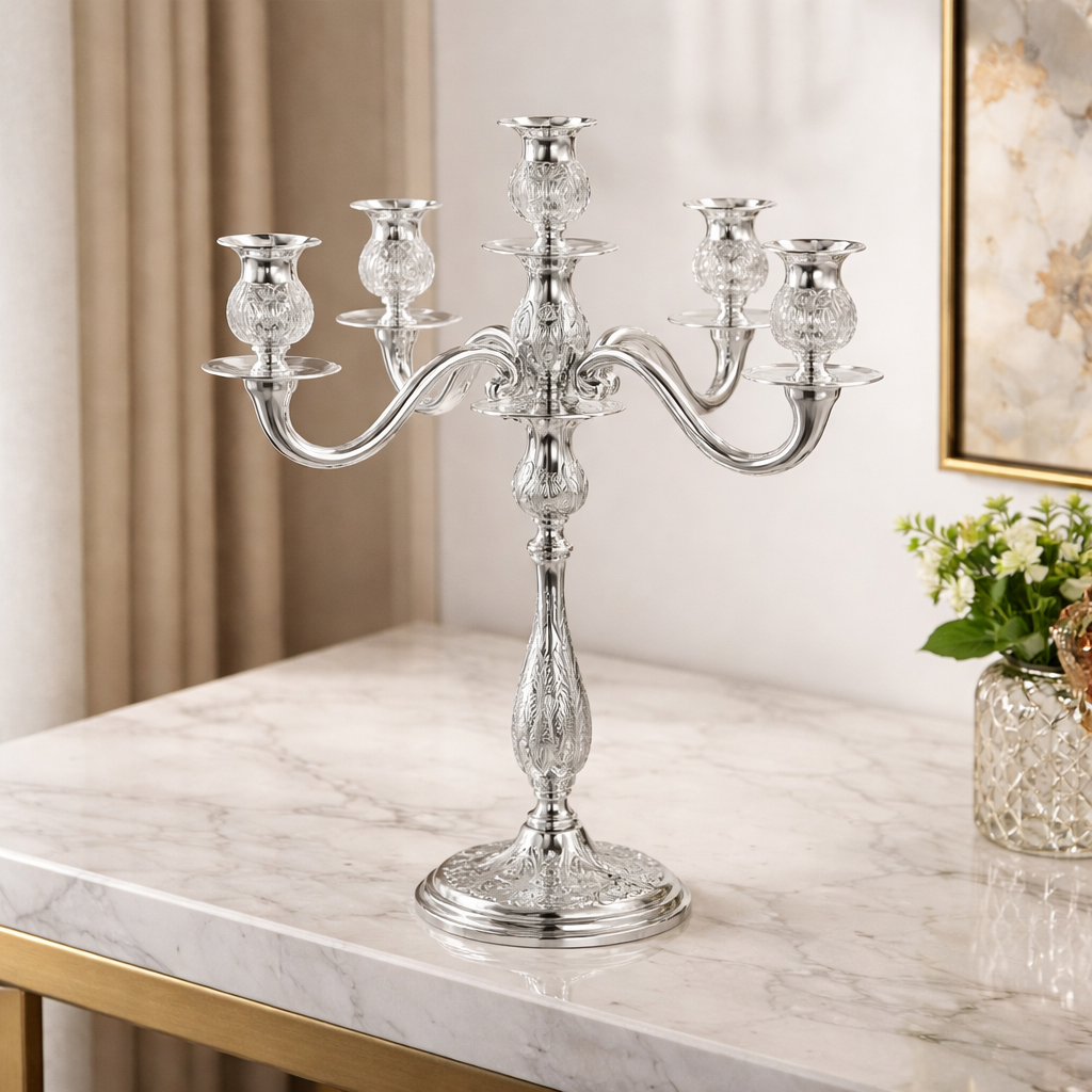 6-Light Candelabra in 925 Sterling Silver