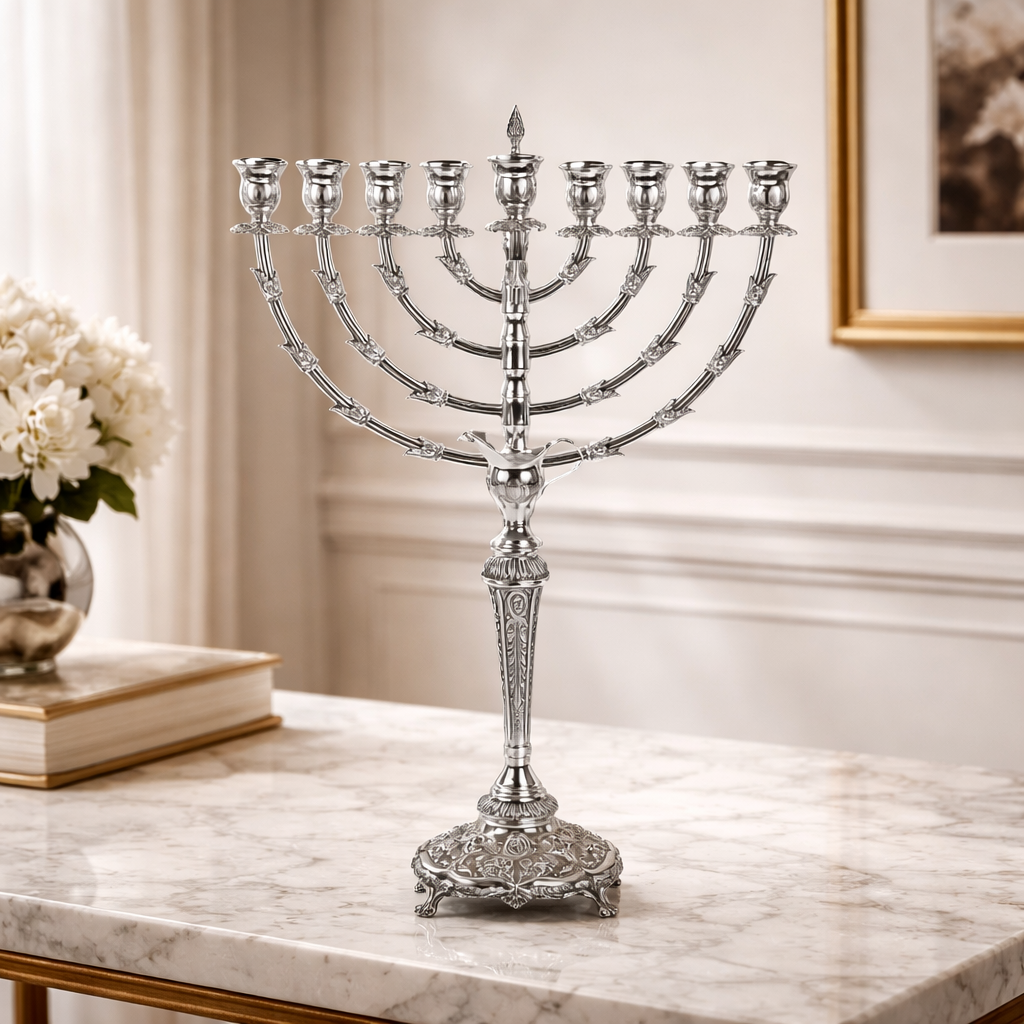 Elegant Hanukkah Menorah 925 Sterling Silver