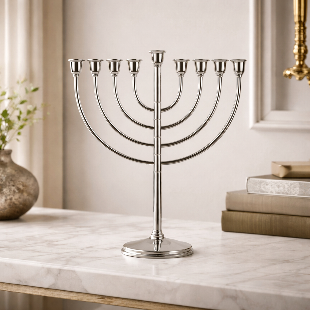 Classic Hanukkah Menorah in Sterling Silver