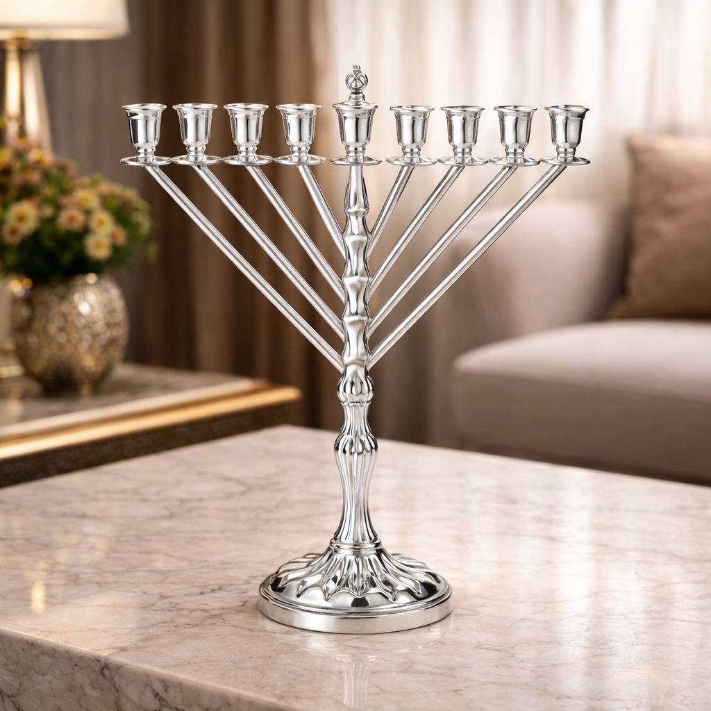 Elegant Hanukkah Menorah in 925 Sterling Silver