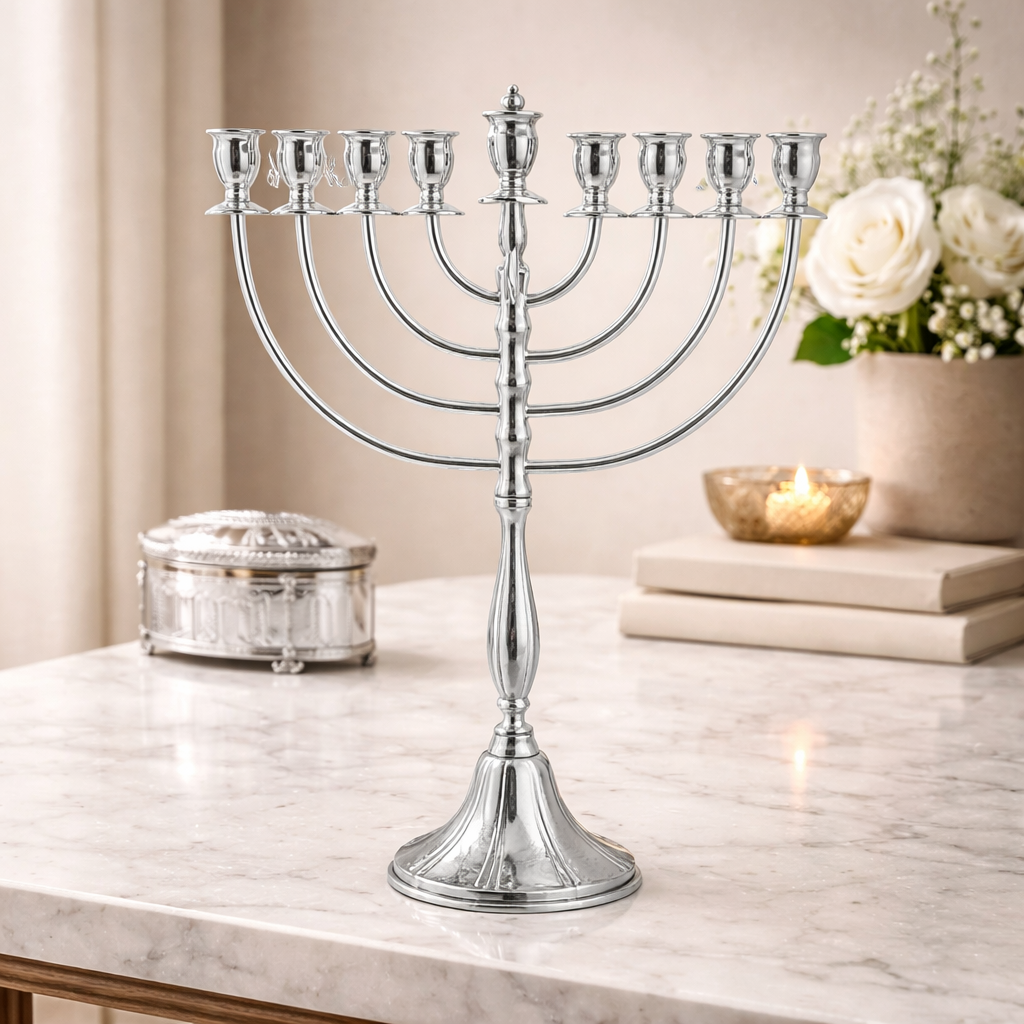 Premium Silver Hanukkah Menorah