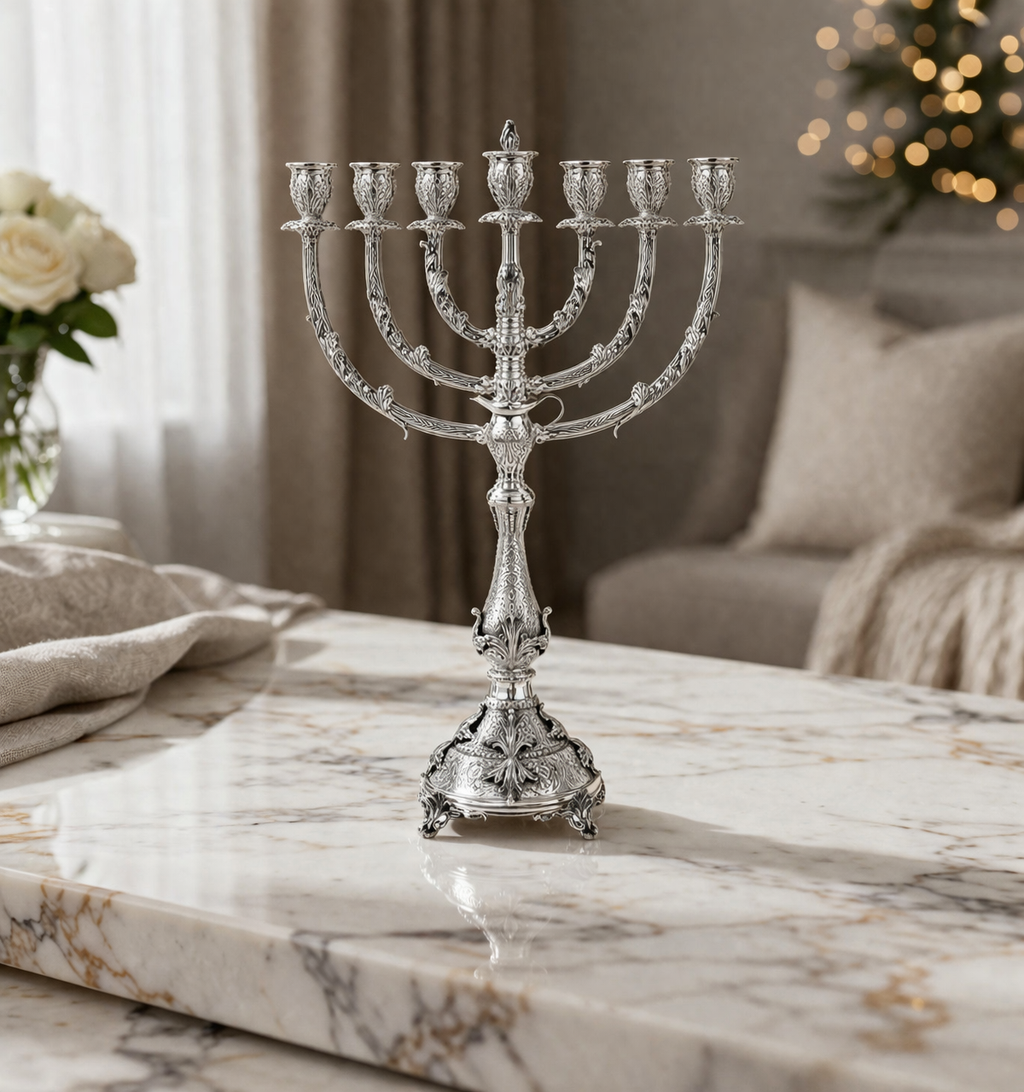 Classic Hanukkah Menorah 925 Sterling Silver