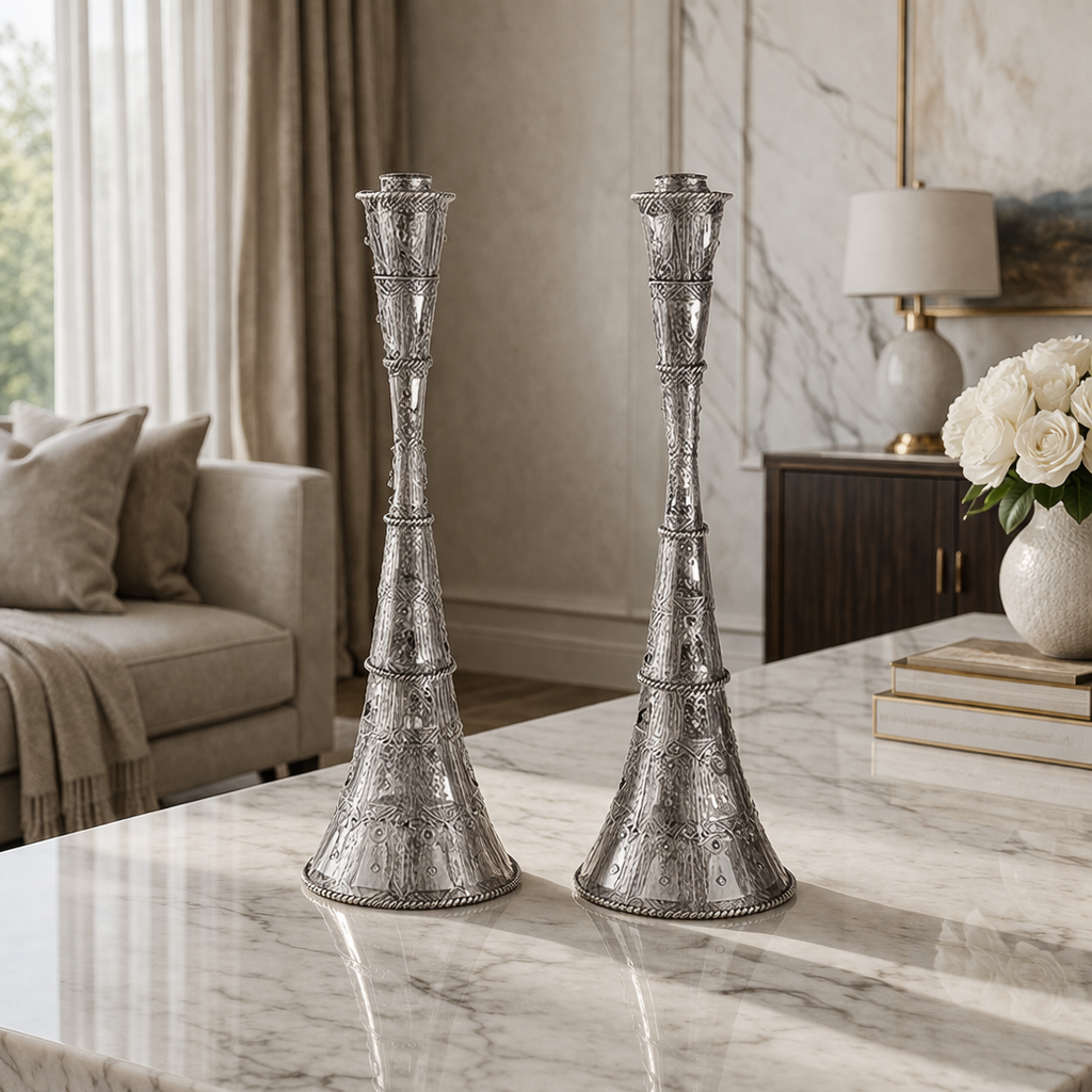 Paris Sterling Silver Candlesticks- Handcrafted Tapered Elegance