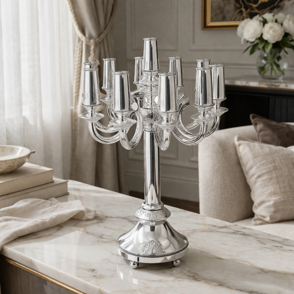Gad Sterling Silver Candelabra- 11 Arms, Grand Round Masterpiece