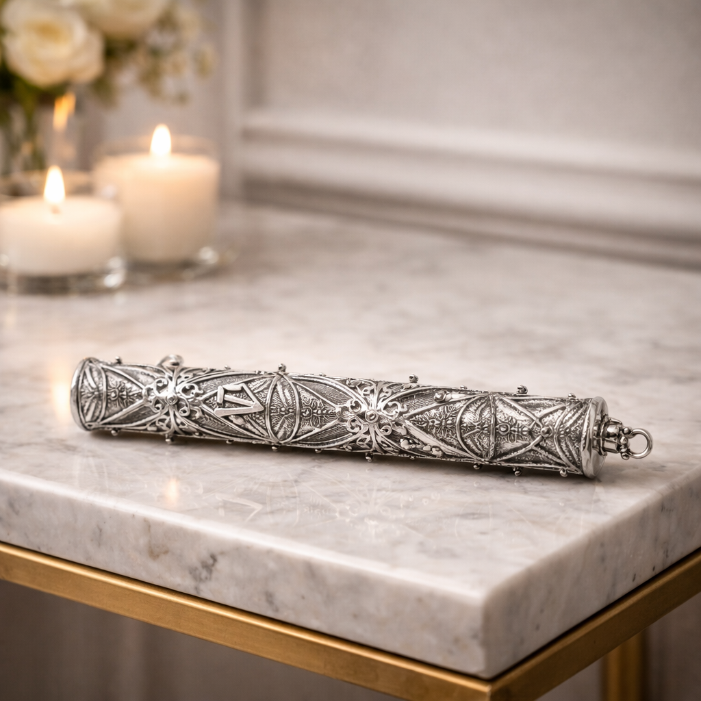 925 Sterling Silver Mezuzah Case- Fits Klaf 20, Handcrafted in Israel