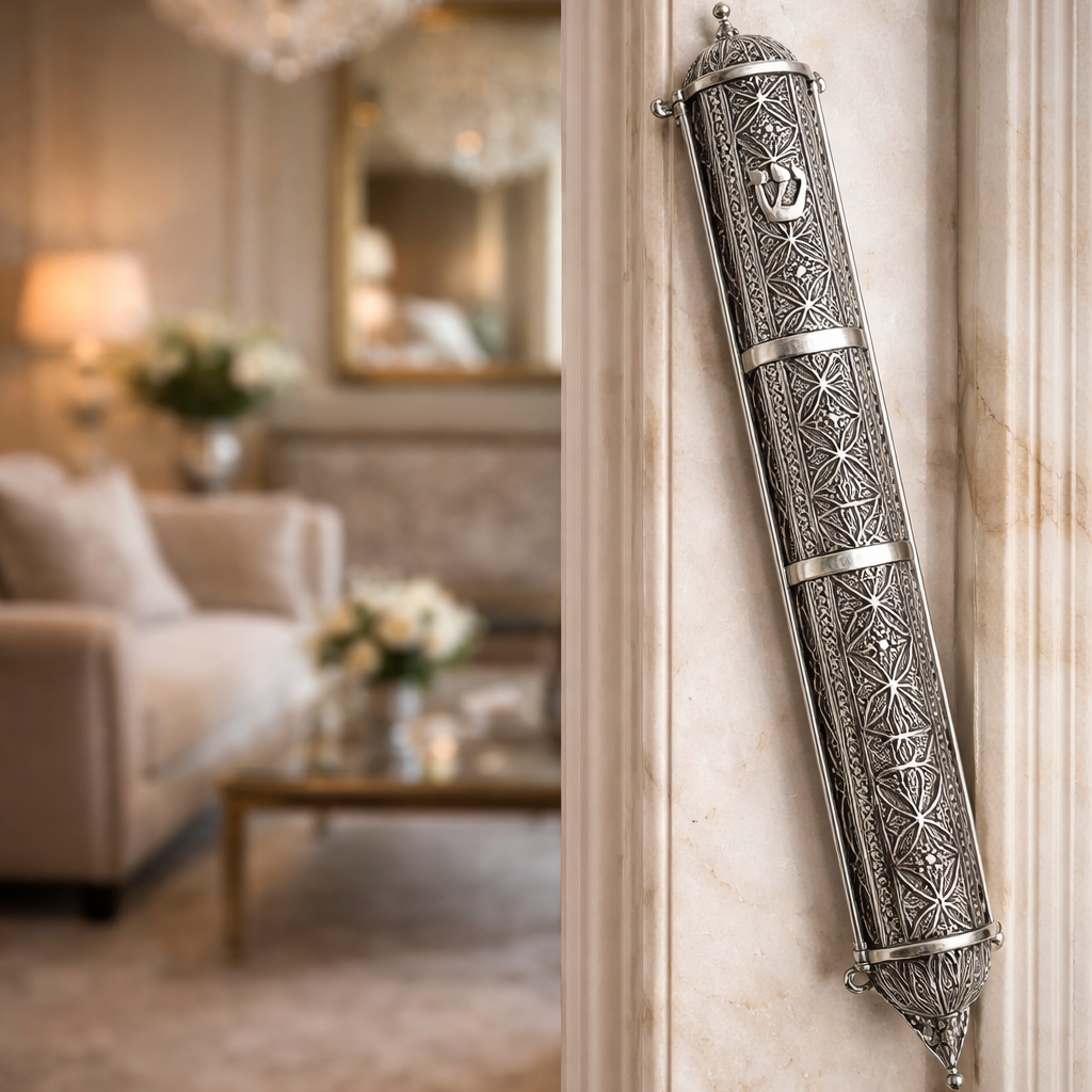 925 Sterling Silver Mezuzah Case- Fits Klaf 25, Handcrafted in Israel
