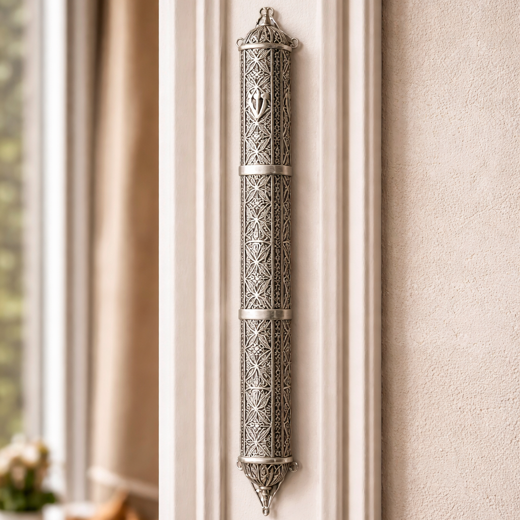 Elegant 925 Sterling Silver Mezuzah Case- Fits Klaf 25