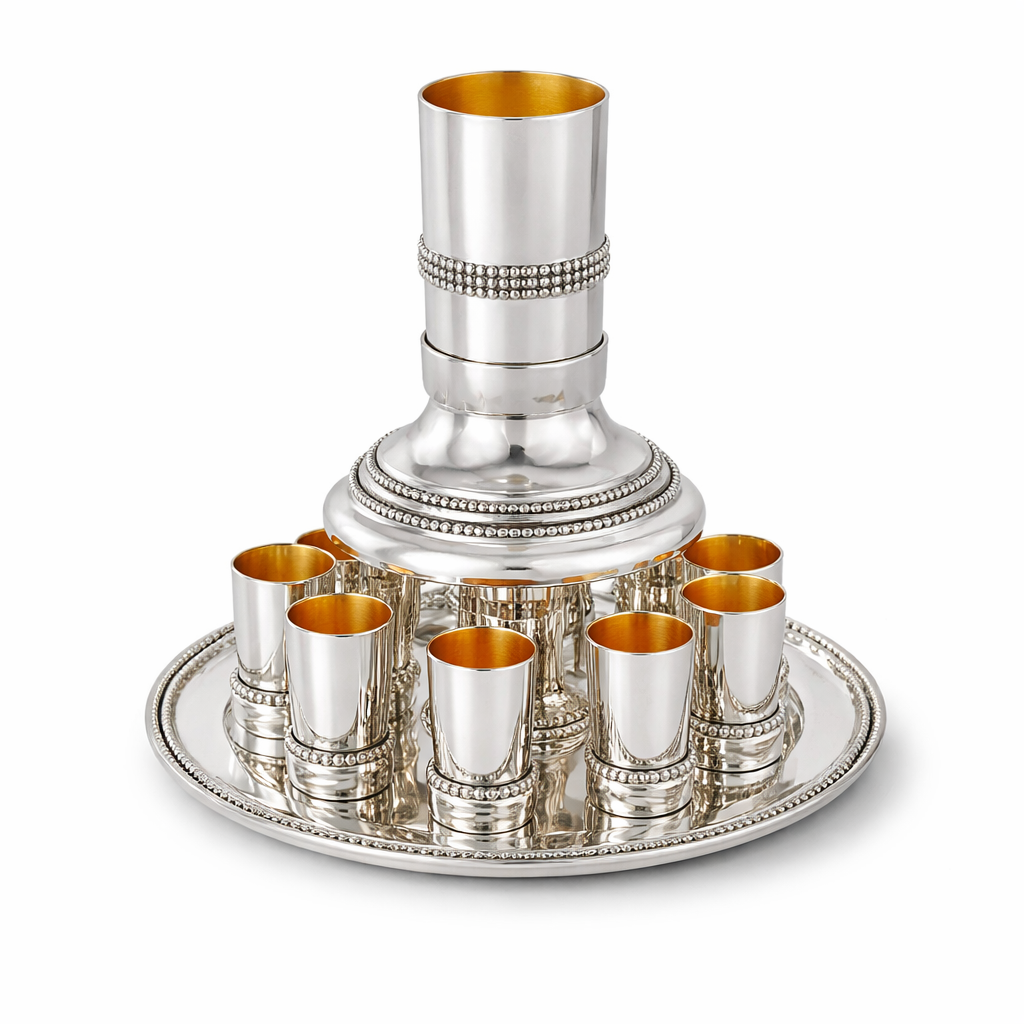 Shabbat Wine Fountain Set with 8 Cups
