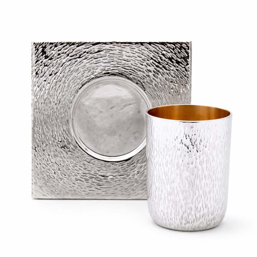 Handcrafted Kiddush Set in 925 Sterling Silver